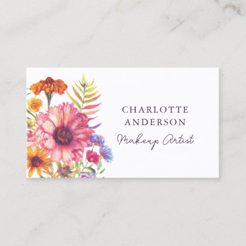 Modern Chic Bohemian Watercolor Boho Florals Business Card