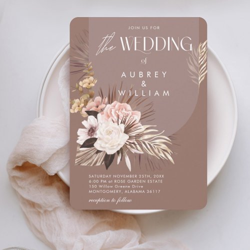 Modern Chic Bohemian Watercolor Floral Wedding Invitation