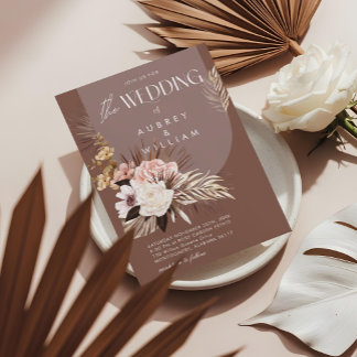 Modern Chic Bohemian Watercolor Floral Wedding Invitation