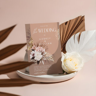 Modern Chic Bohemian Watercolor Floral Wedding Invitation