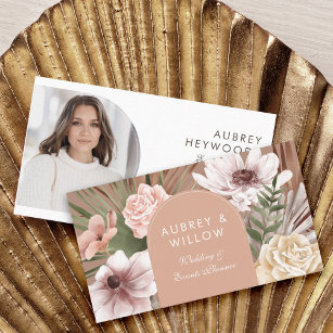 Modern Chic Bohemian Watercolor Florals Photo Arch Business Card