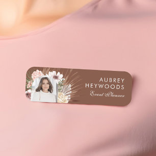 Modern Chic Bohemian Watercolor Florals Photo Arch Name Tag