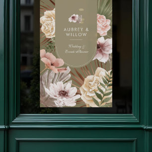 Modern Chic Bohemian Watercolor Florals Photo Arch Window Cling