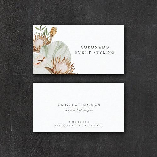 Modern Chic Boho Botanical Floral White Business Card