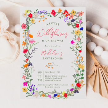 Modern Chic Boho Bright Wild Flowers Baby Shower Invitation by girly_trend at Zazzle