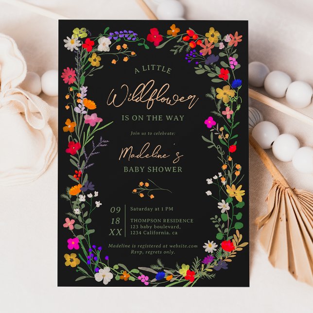 Modern chic boho bright wild flowers baby shower invitation (Creator Uploaded)