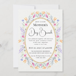 Modern chic boho bright wild flowers invitation