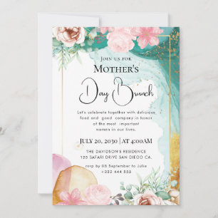 Modern chic boho bright wild flowers invitation