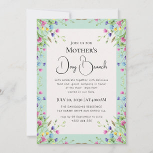 Modern chic boho bright wild flowers invitation