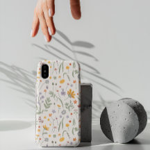 Modern chic boho bright wild flowers iPhone case