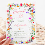 Modern chic boho bright wild flowers Sweet 16 Invitation<br><div class="desc">Add a touch of bohemian elegance to your events with our Modern Chic Boho Bright Elegant Colorful wild flowers Sweet 16 birthday Invitation. Featuring pink,  red,  green,  and purple hues botanical flowers inspired by wildflowers and watercolor rustic gardens with subtle greenery and modern boho script typography.</div>