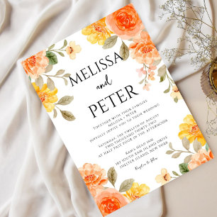 Modern chic boho bright wild flowers Wedding Invitation