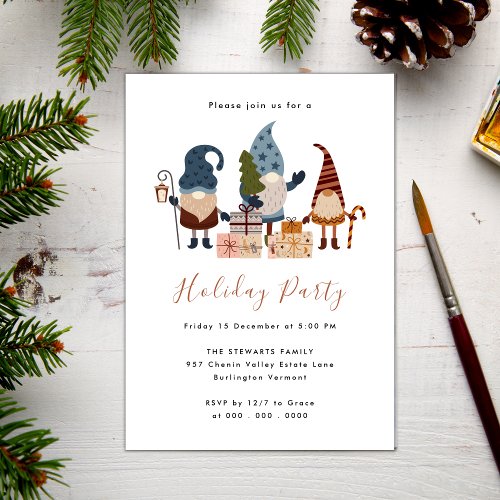 Modern Chic Boho Christmas Gnome Holiday Party Invitation