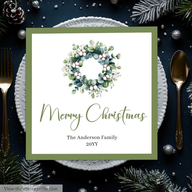 Modern Chic Boho Christmas Wreath in Neutral Tones Paper Dinner Napkins (Modern Chic Boho Christmas Wreath in Neutral Tones Paper Dinner Napkins)