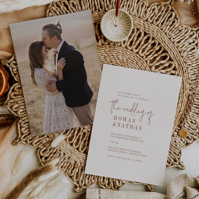 Modern Chic Boho Cream Photo Back Wedding Invitation (Creator Uploaded)