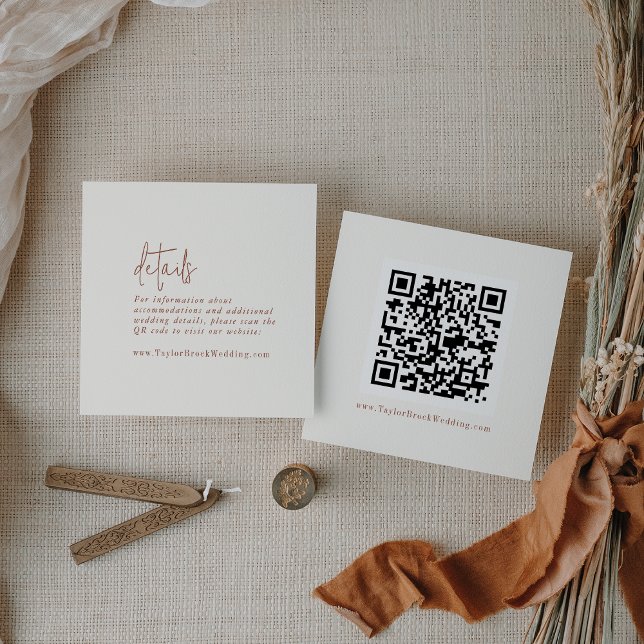 Modern Chic Boho Cream QR Code Details Enclosure Card (Creator Uploaded)