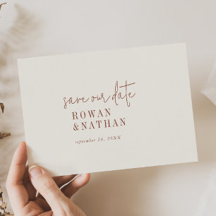 Modern Chic Boho Cream Wedding Save The Date
