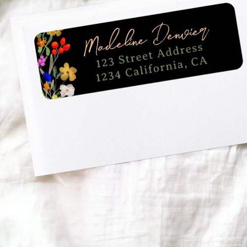 Modern chic boho wild flowers graduation label