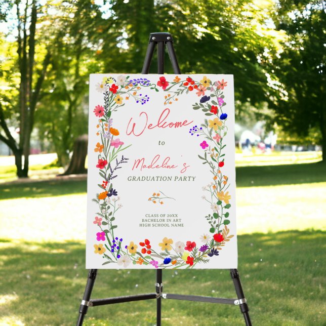 Modern chic boho wild flowers graduation welcome foam board (Modern chic boho wild flowers graduation welcome foam board)