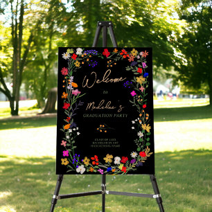 Modern chic boho wild flowers graduation welcome foam board