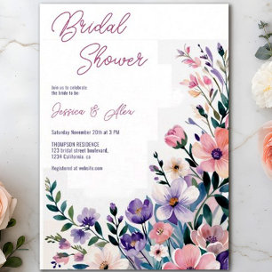 Modern Chic Boho Wild Flowers Wedding Invitation