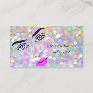 Modern Chic Bokeh Girl Face,Makeup artist Business Card