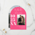 Modern chic bold script hot pink photos wedding save the date | Zazzle