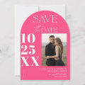 Modern chic bold script hot pink photos wedding save the date | Zazzle
