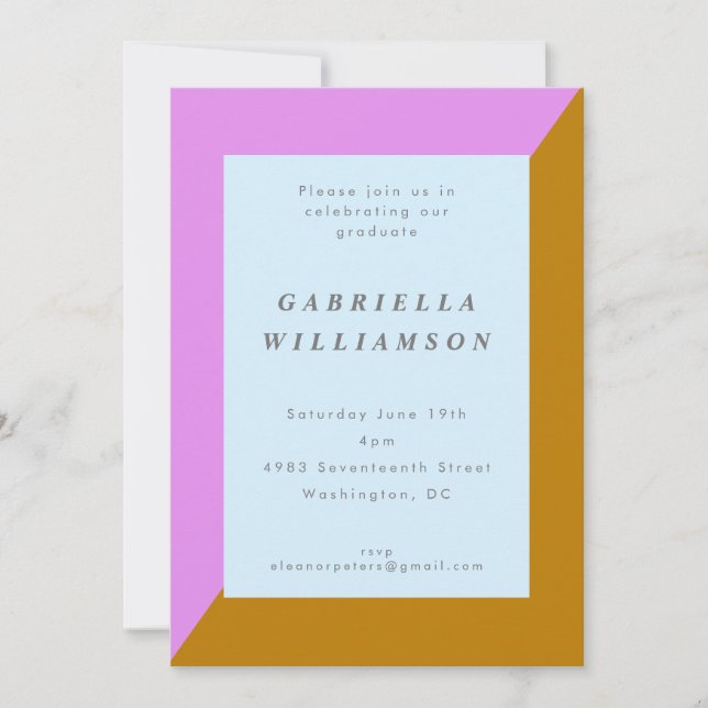 Modern Chic Border Minimal Graduation Party Pink Invitation (Front)