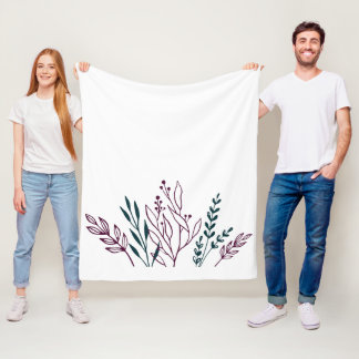 Modern Chic Botanical Floral  Fleece Blanket