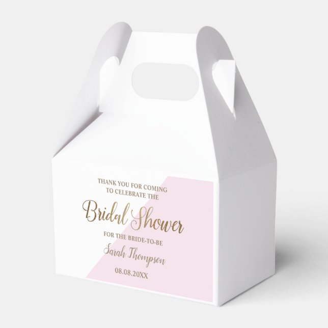 Modern Chic Bridal Shower Gold Script Favor Boxes (Front Side)