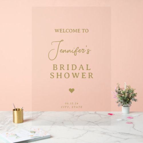 Modern Chic Bridal Shower Welcome Gold Script  Acrylic Sign