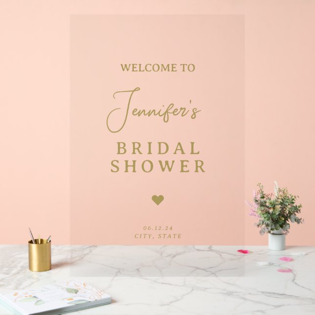 Modern Chic Bridal Shower Welcome Gold Script  Acrylic Sign (Wedding)