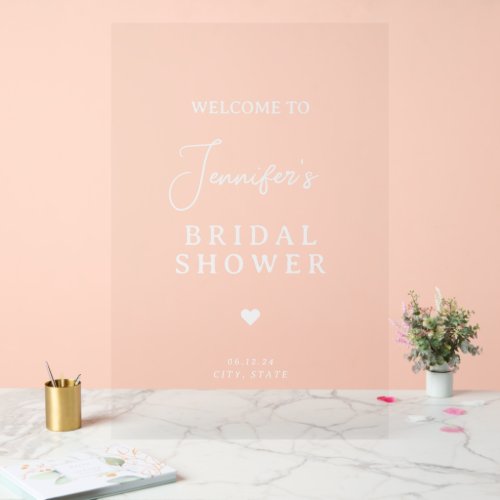Modern Chic Bridal Shower Welcome White Script  Acrylic Sign