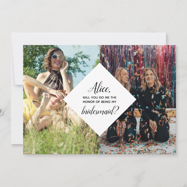 Modern Chic Bridesmaid Proposal Modern Collage Invitation (Front)