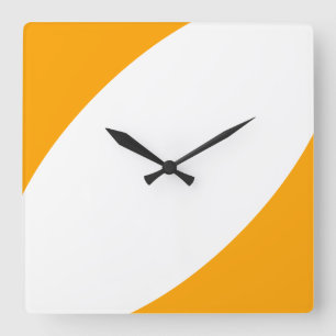 Modern Chic Bright Yellow Orange White Curves Square Wall Clock