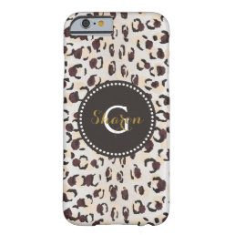 Modern chic brown cheetah print pattern monogram barely there iPhone 6 case