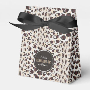 Modern chic brown cheetah print pattern monogram favor boxes