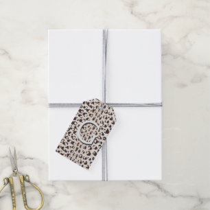 Modern chic brown cheetah print pattern monogram gift tags