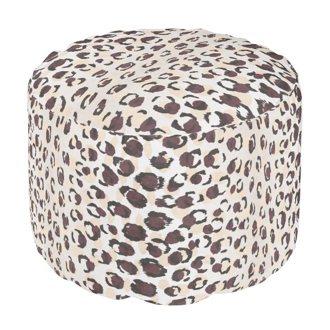 Modern chic brown cheetah print pattern monogram pouf (Angled Front)