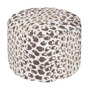 Modern chic brown cheetah print pattern monogram pouf