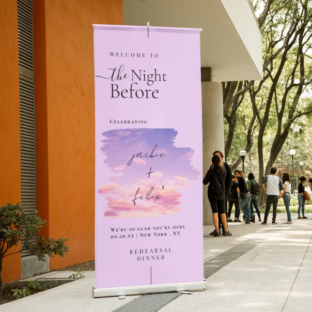 Modern Chic Brush Stroke Wedding Rehearsal Dinner Retractable Banner (Creator Uploaded)