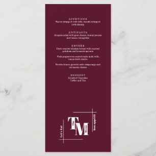 Modern Chic Burgundy Minimalist Wedding Thank You Menu
