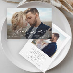 Modern Chic Calligraphy 2 Photo Wedding  Thank You Card<br><div class="desc">Simple and modern wedding photo thank you card with an additional photo and custom text on the back. You can use this card for a wedding,  bridal shower,  engagement,  anniversary,  or any special event. For more advanced customization of this design,  please click the BLUE DESIGN TOOL BUTTON.</div>