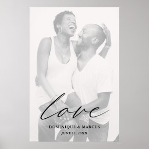 Modern Chic Calligraphy Love Photo Elegant Wedding Poster