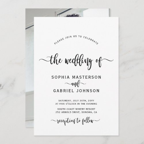Modern Chic Calligraphy Script Photo Wedding Invitation