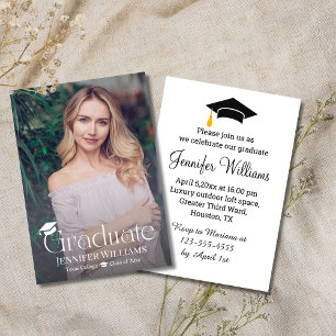 modern chic calligraphy stylish photo Graduation  Invitation