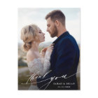 Modern Chic Calligraphy Wedding Photo Thank You