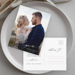 Modern Chic Calligraphy Wedding Photo Thank You Postcard<br><div class="desc">Elegant and stylish thank you postcard. Perfect for weddings,  birthdays,  graduations,  and other events.  For more advanced customization of this design,  please click the BLUE DESIGN TOOL BUTTON.</div>