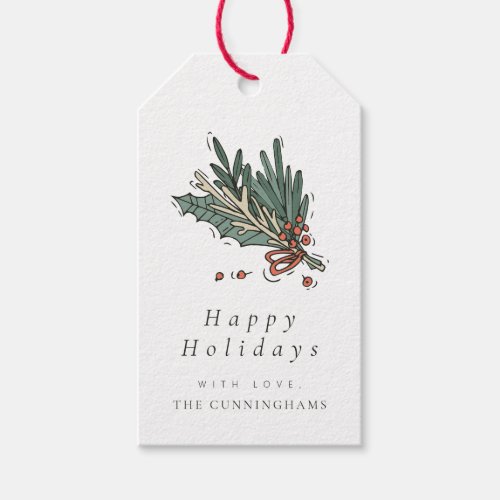Modern Chic Christmas Happy Holidays Greeting Gift Tags